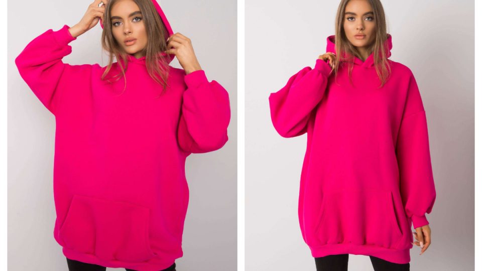 Bluza kangurka z kapturem w kolorze różowym